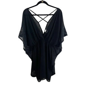 Xhilaration - Target Black Sheer Lace Swim Pool Coverup Women's Size Large